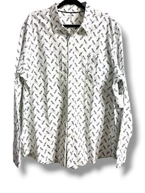 🕊️ Amazon Essentials Bird Swallows Print Button Down Shirt XXL Slim Fit NWT